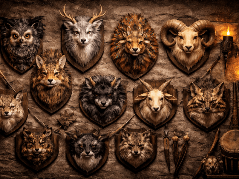 Hipotética sala de trofeos de un cazador de therinas.